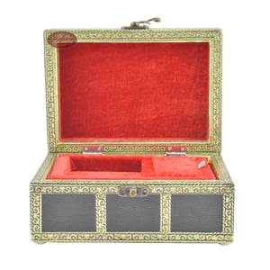 Brown Treasure Chest, Artificial Leather Finish, Wooden Handmade Jewelry Box